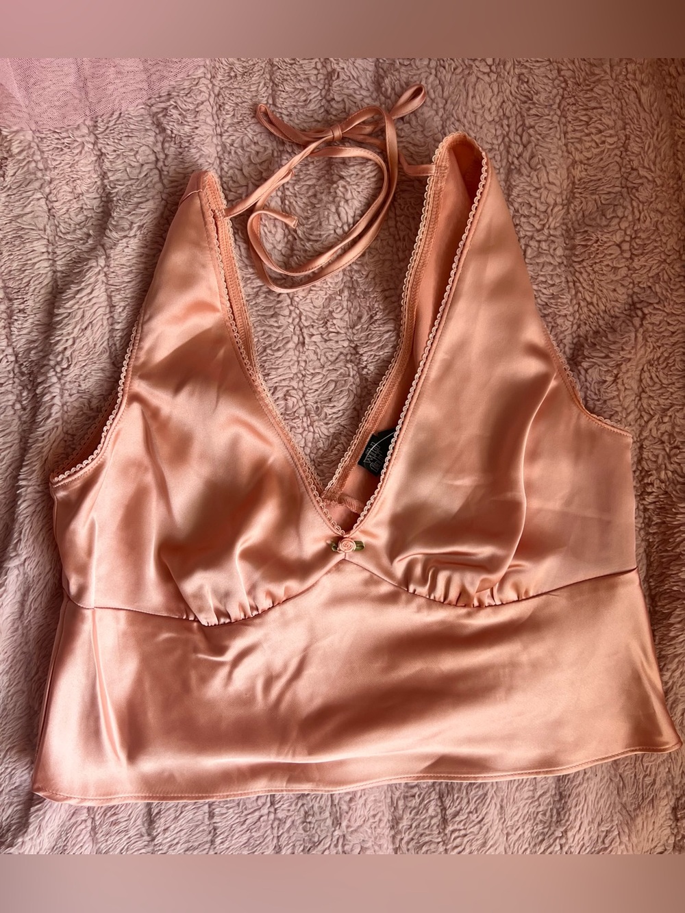 Wild Fable Romantic Peach Satin Tie-Back Top | Size M | NWT | Balletcore 🩰